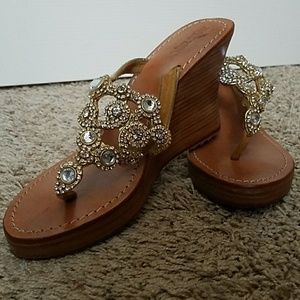 Mystique jeweled wedges. Size 9